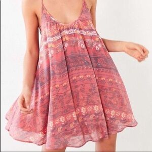 Kimchi Blue Dresses Side Lace Up lined Mini Dress small pink orange